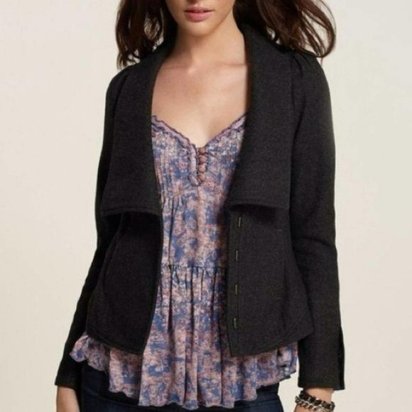 Free People Jackets & Blazers - Free People Herringbone Grey Wool Blazer Jacket